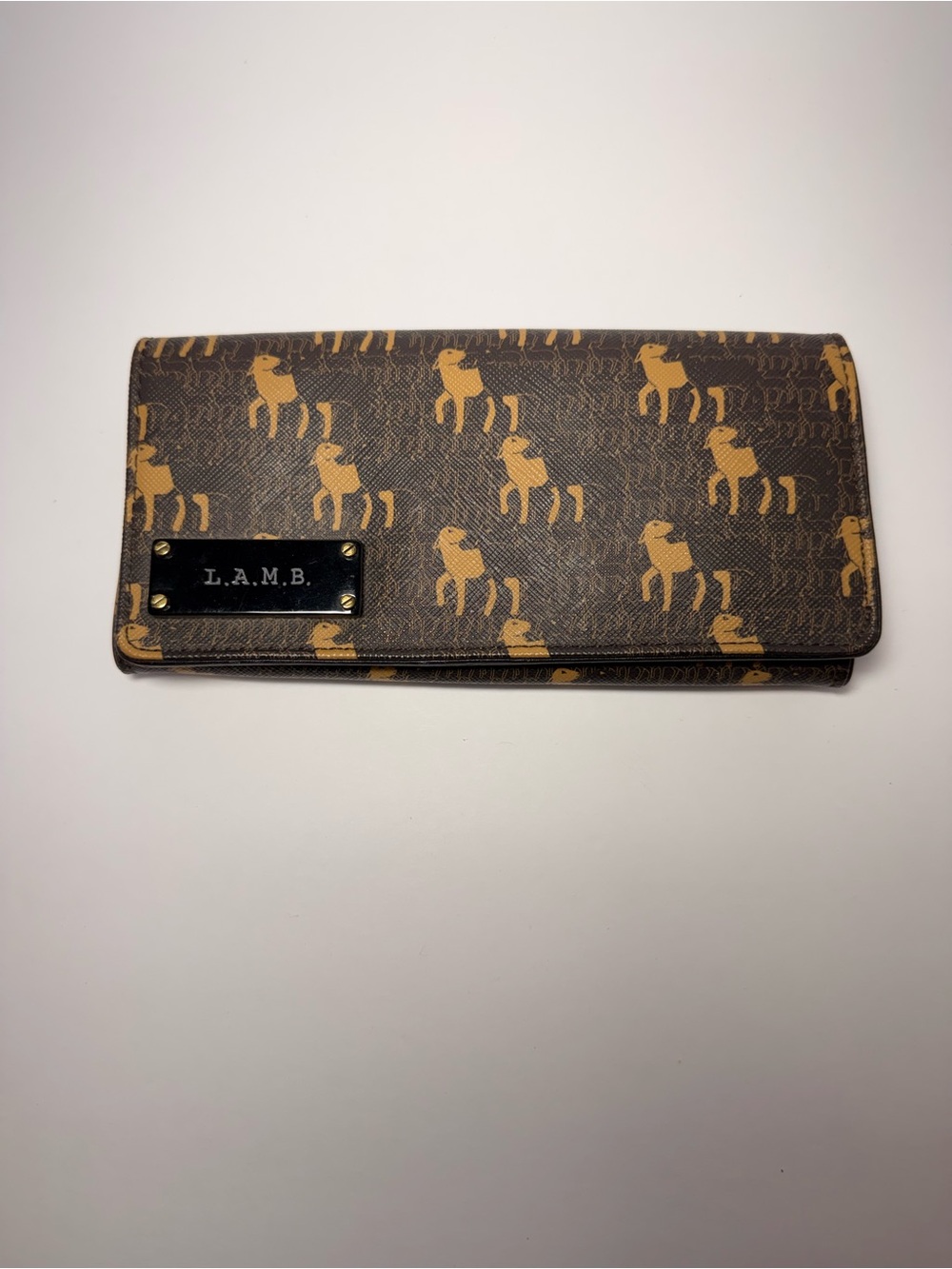 L.A.M.B. Brown Wallet with Tan Dog Print